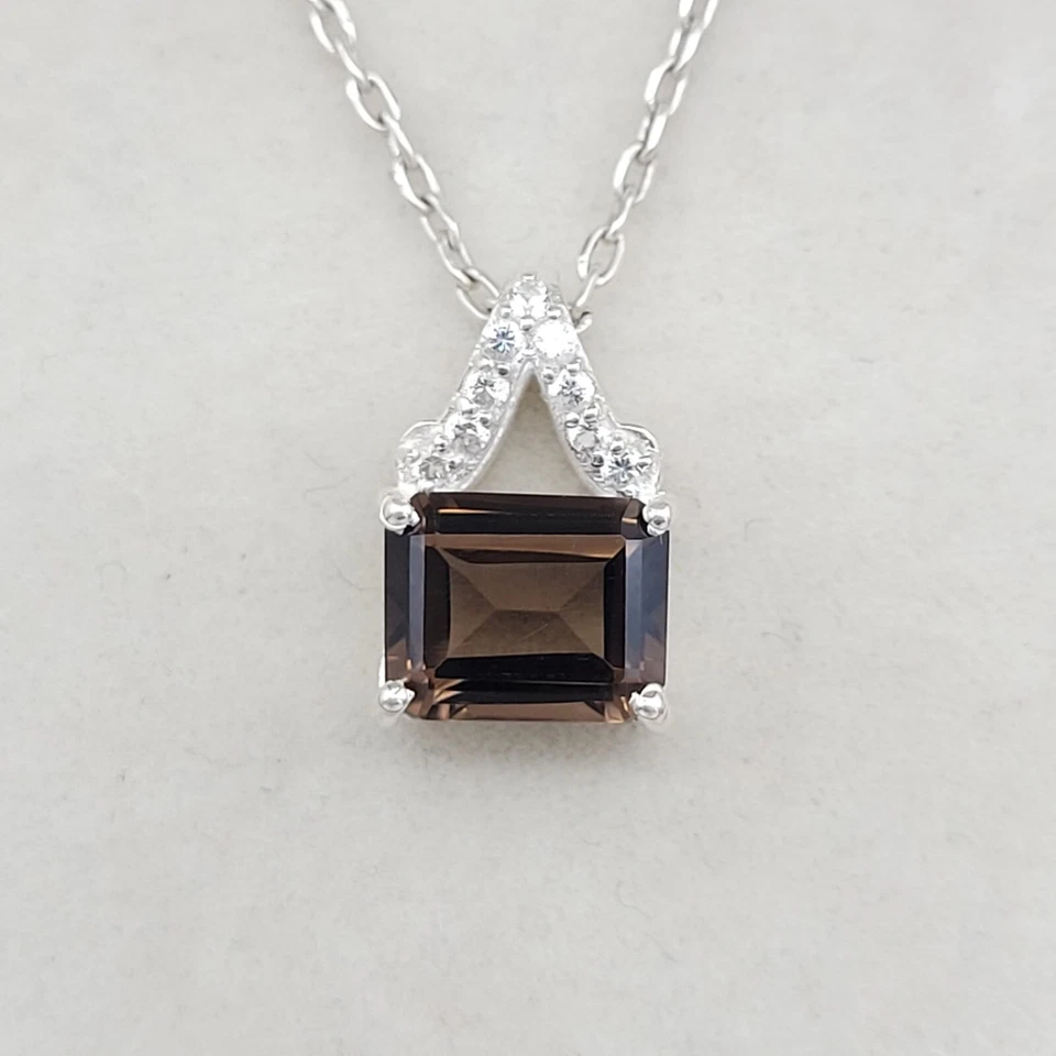Lovely Smoky Quartz 925 Sterling Silver Pendant-Brown Gemstone Pendant Gift Her - Image 3 of 4