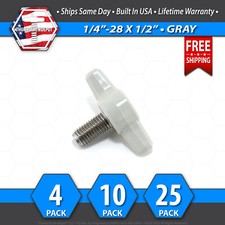 1/4"-28 x 1/2" Thumb Screw Stainless Steel - Gray Tee / Wing Knob - USA