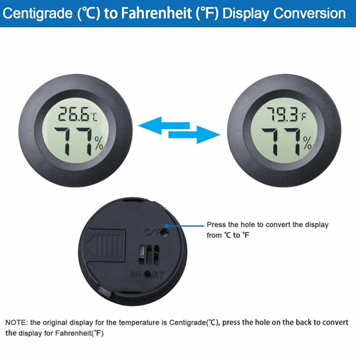 2 Digital Cigar Humidor Hygrometer Thermometer Temperature Round Black Gauge New - Picture 3 of 12