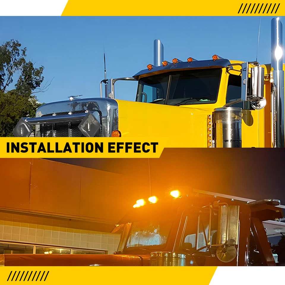 Ajuste Kenworth Peterbilt 5x 17 LED ámbar torpedo cabina marcador techo luz superior Foto 4 de 4