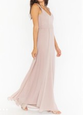 Show Me Your Mumu Jenn Maxi Dress Soft Beige Pink Chiffon Size XS Bridesmaid