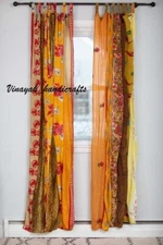 Indian Sari Patchwork Curtain Drape Handmade Window Decor Silk Sari Boho Curtain