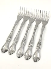 Rogers Co. PRECIOUS ROSE Floral Stainless 5 Cocktail/Seafood Forks Flatware