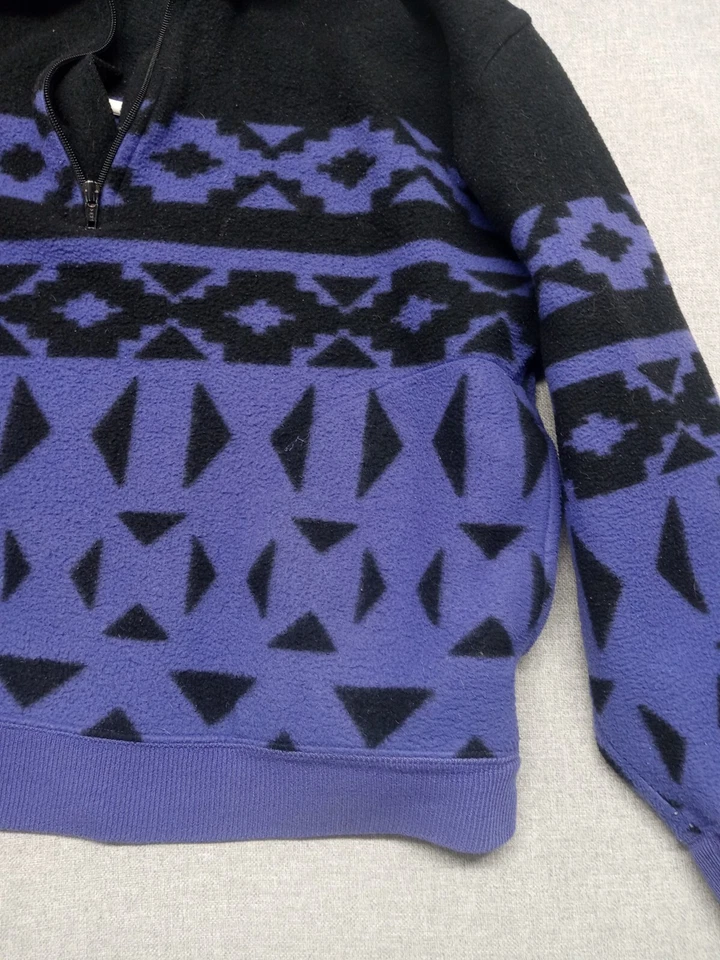 Trader Bay Fleece Sweater Men's Size Medium Purple & Black Aztec Print Vintage - Image 3 of 4