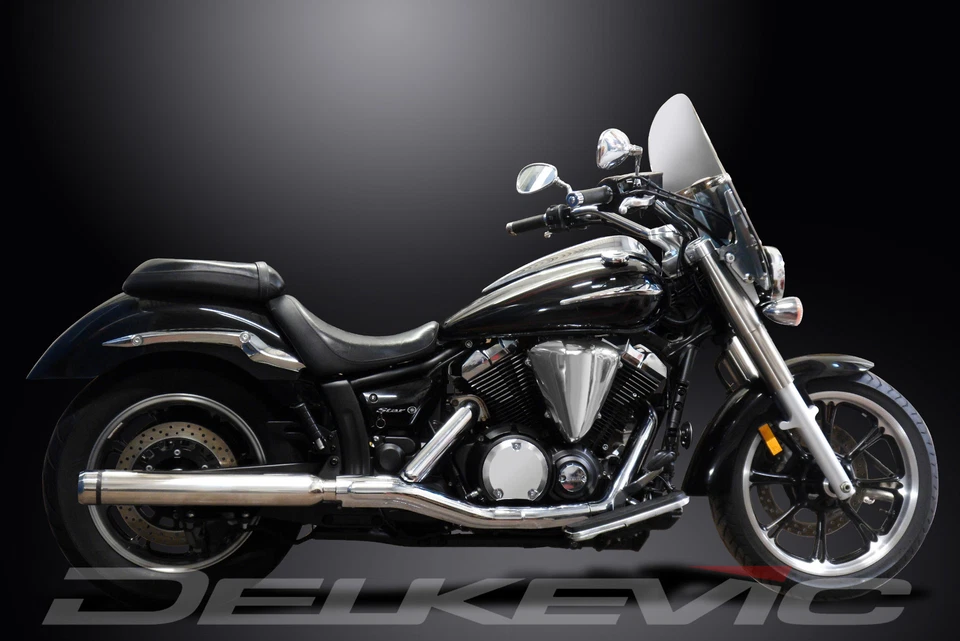 Silenciador de escape personalizado Yamaha V Star 950 2009-2017 21" punta nariz de toro de acero inoxidable Foto 4 de 4