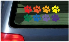 8 Paw Prints Dog Cat Puppy Window Stickers Vinyl Decal Rainbow Colors Footprints