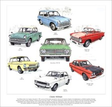 CLASSIC HILLMAN FINE ART PRINT - Hunter Super Minx Arrow Imp Husky Avenger Tiger