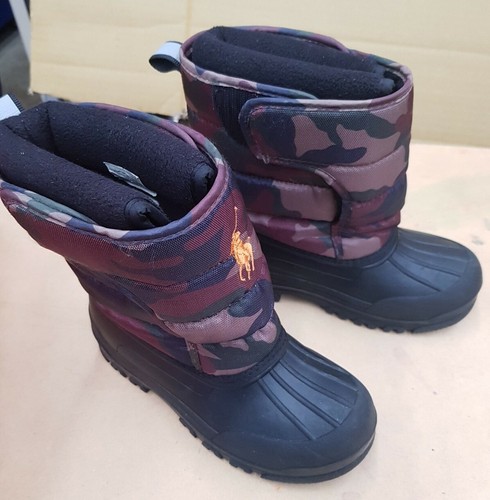 Used once only Polo Ralph Lauren camouflage Junior Snow Boots US 1 like New - Picture 2 of 10