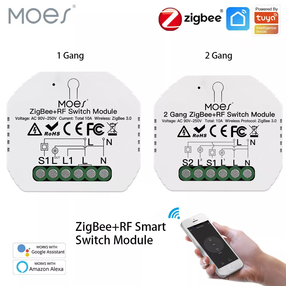 MOES Tuya ZigBee 3.0 RF Switch Module, Smart Light Switch Module 1/2 Gang