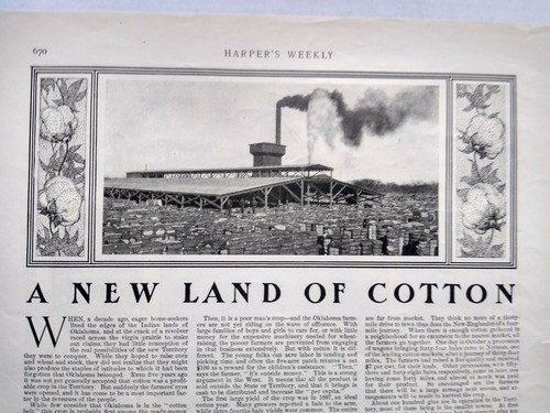 1900 Oklahoma A New Land of Cotton Magazine Article Photo Print - Picture 4 of 5