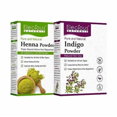 Elecious Naturals Indigo + Henna Pulver Combo, je 200 Gramm - Gesamt 400 gm