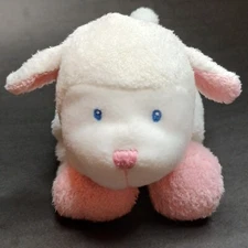 Kids Preferred Pink White Plush Lamb Rattle Stuffed Animal Lovey Toy No Bow READ