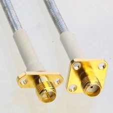 RP-SMA diamond to SMA female flange RG402 .141" Semi-Flexible Tinned Jumper 4~40