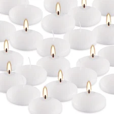 24packs 3-inch Floating Candle Set Fragrance-Free Ivory Soy Candle for Weddin...