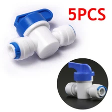 5* 1/4" Ball Valve Inline Tap Quick Connect Push For RO Water Reverse Osmosis ##