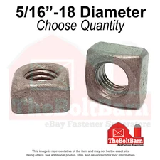 5/16"-18 Grade 2 Steel Square Nuts Galvanized Coarse Thread (Pick Quantity)