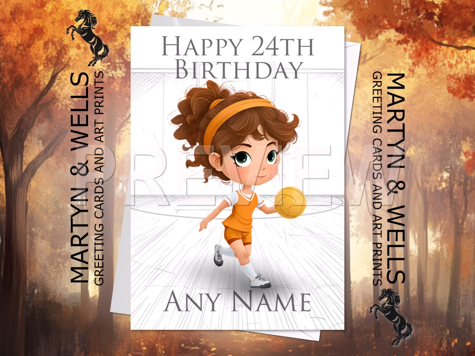 Netball birthday 5x7 Personalised birthday card