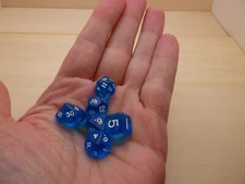 Mini Polyhedral 7 Dice Set - Transparent Blue with White RPG Tabletop Gaming CCG