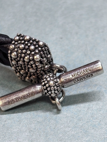 Vintage Michael Dawkins Sterling Silver Toggle Leather Bracelet 17.8g 7.5'' - Picture 4 of 5