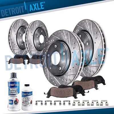 Front & Rear Drilled Rotors+Brake Pads for Chevy Impala Malibu LaCrosse Regal
