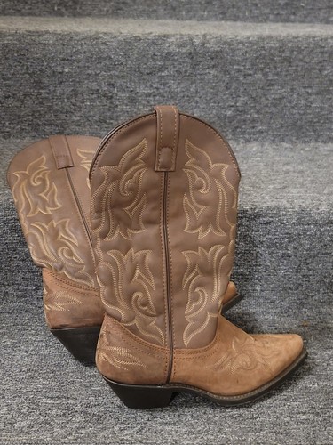 Laredo 5404 Brown Leather Boots Guacho Lea Vamp Fox Women's Size 7 W New no box - Picture 3 of 5