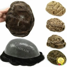Full Poly Mens Toupee Hairpiece All Skin PU Hair Replacement System Wigs for Men
