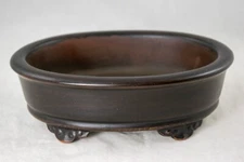 Vintage Oval Yixing Zisha Bonsai Pot, Succulent Planter + Net 8.25"x 6.25"x 2.5"