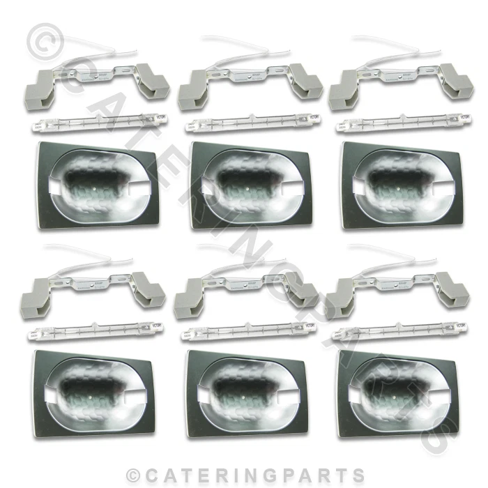 6 X COMPLETE KITS - FOOD SAFE GANTRY HEAT LAMPS / BULBS / LIGHT - HEATED DISPLAY