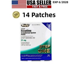 14 Patches Clear Nicotine 21mg Transdermal System Patch Step 1 Exp 06/2028