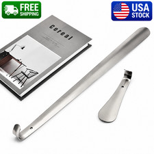 22in Extra Long Handle Shoe Horn Stainless Steel Metal Shoes Remover Shoehorn US
