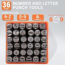 Metal Letter Punch Set 1/4 6Mm 36 Pc Steel Number and Letter Stamp Set