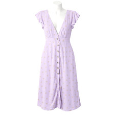 L Space by Monica Wise Dress Medium  Lavender Polka Dot Ruffle Sleeve Boho
