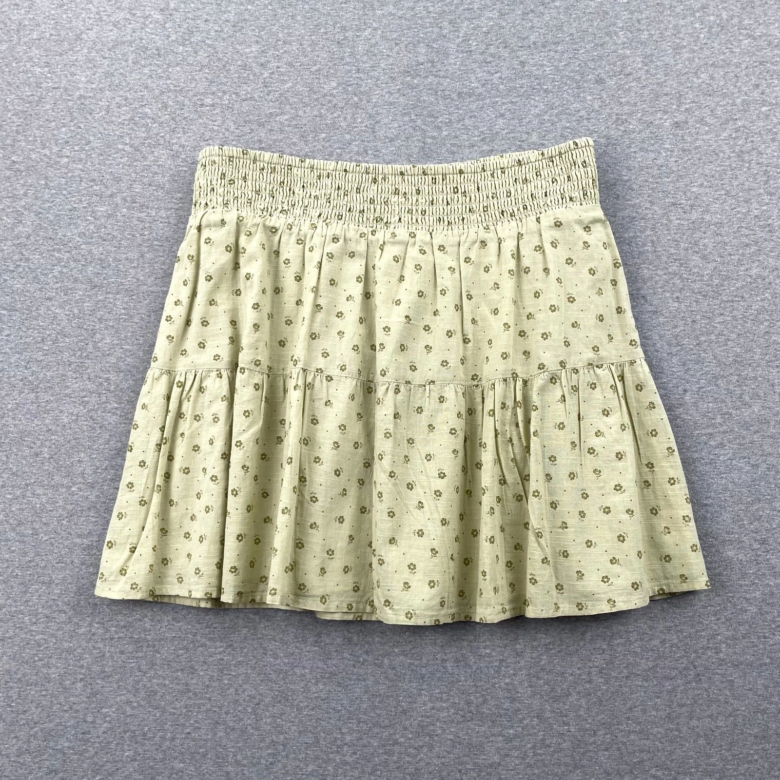 BP Nordstrom Skirt Small Green Disty Floral Tiered Cotton Fairy Soft Grunge Boho