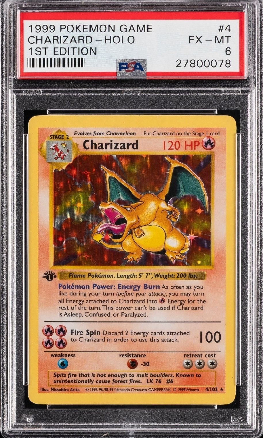Edition One Pokemon 1999 POKEMON BASE SET 1ST EDITION #4 CHARIZARD-HOLO PSA 6 | eBay