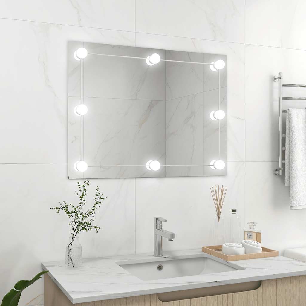 Specchio LED Parete Rettangolare vidaXL Senza Cornice - Vetro Moderno