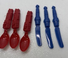 Children's Plastic Character Cutlery 6 Knife Fork Birthday Party Cupcake Present