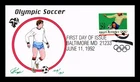 US COVER OLYMPIC SOCCER FIRST DAY ISSUE PUGH HAND PAINTED