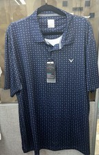 Callaway Polo Mens Navy Blue Geometric Print Opti Dri Golf Polo Shirt XXL