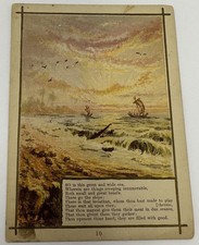 Vintage Religious Sunday School Card Passage Book of Psalm 104 Verses 25-28
