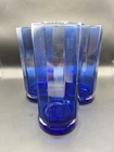 3 Anchor Hocking Cobalt Blue Essex 10 Panel Glasses Vintage Great Color Eclectic