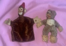 2 Well loved VINTAGE JOCKO THE MONKEY HAND PUPPET Steiff  Teddy Bear