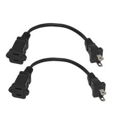 Short Extension Cord, 2 Prong 8-Inch Small Extension Cord Outlet Saver, 18AWG...