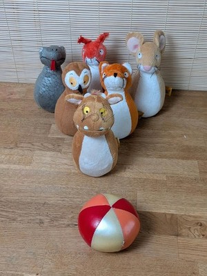 Aurora Gruffalo Kegel Set 6 Figuren Plüsch Maus Schlange Eule Fuchs Eichhörnchen 