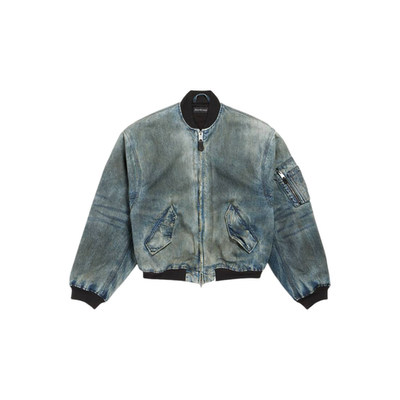 BALENCIAGA SPORTSノーカラージャケット BALENCIAGA $3550 Dirty Gray/Blue Bomber Jacket New & Authentic | eBay