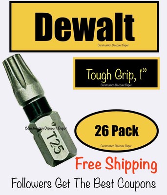 DeWalt Lot of 26 Impact Ready Tough Grip  1'' Bit Tips Torx T25 Bulk