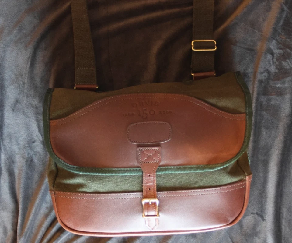 Bolso Mensajero Orvis Cuero Lona Usado en Excelente Condición Foto 2 de 4