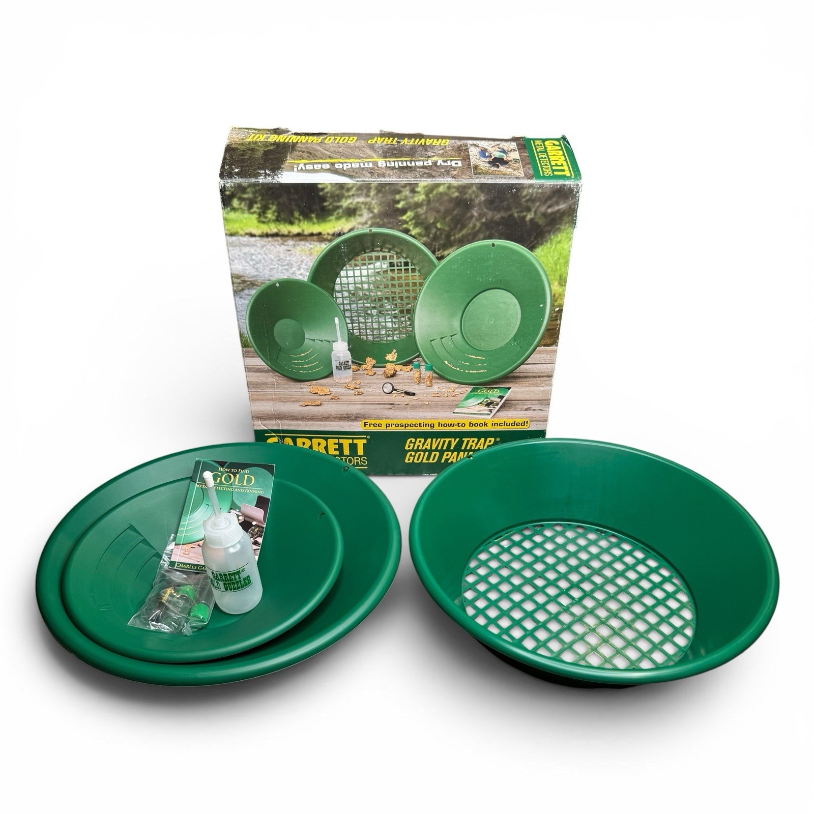 Garrett Deluxe Prospecting Mining Gravity Trap Gold Pan Kit 1651410 NOB