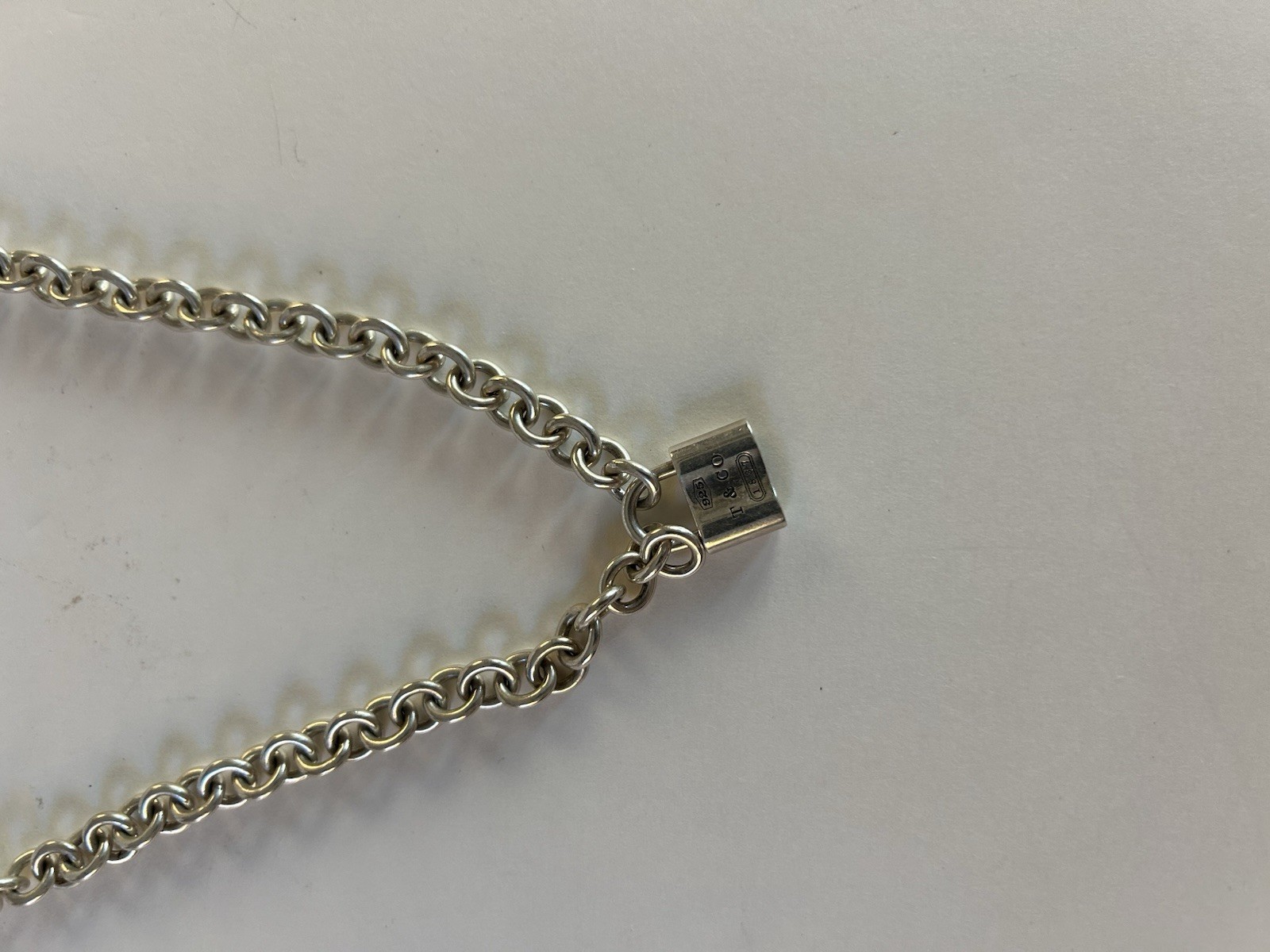 Tiffany & Co Necklace 1837 With Lock Pendant 16 Inch Sterling Silver