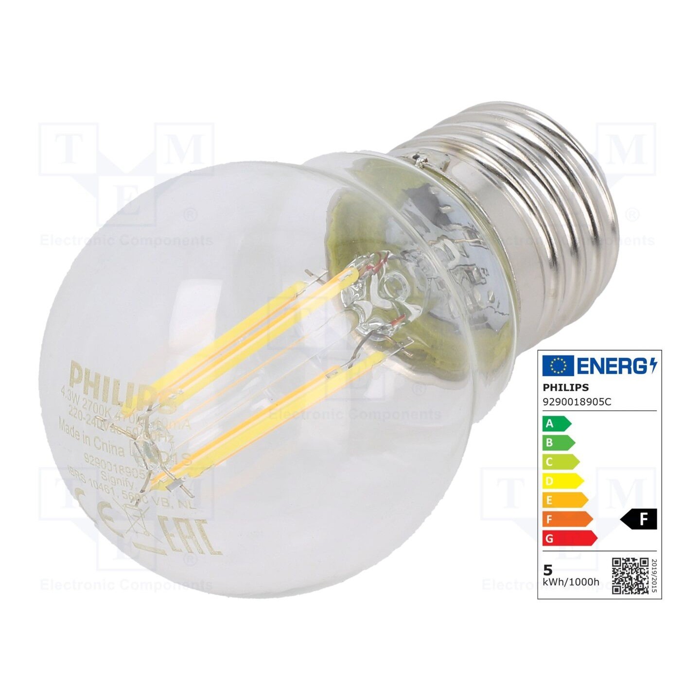 Philips 76317600 LED Bulb E-27 4.3W 40W Warm White Teardrop Shape - Image 4