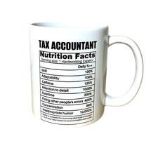 Accountant Nutrition Facts CPA Coffee Tea Ceramic Mug Office Work Cup Gift